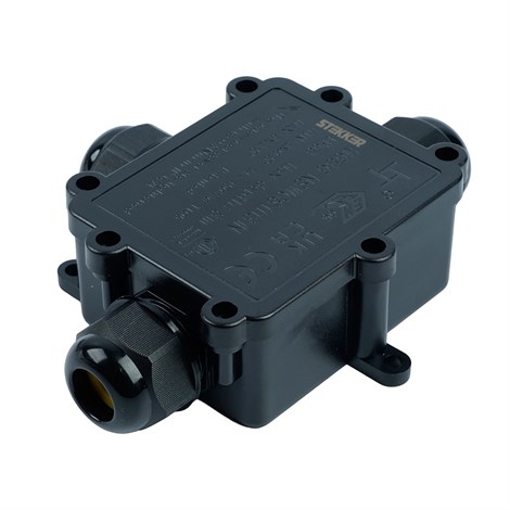 Распределительная коробка STEKKER LD550, количество вводов: 3, поликарбонат, нейлон, цвет черный, размер 126,2*102,8*35,3мм. - фото 103698