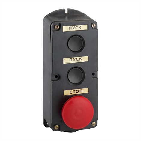 Пост кнопочный ПКЕ 212-3-У3-IP40-КЭАЗ (красный гриб) - фото 26316