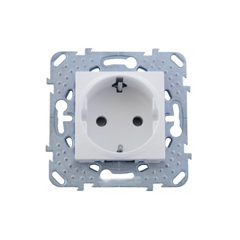 Schneider Electric Unica Белый Розетка 1-ая с с/з винт. зажим (MGU5.036.18ZD) - фото 29070