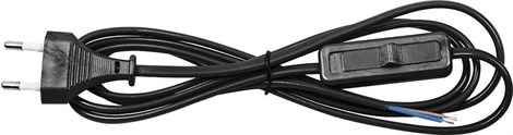 Сетевой шнур с выключателем, 230V 1,9м черный, KF-HK-1 - фото 51069