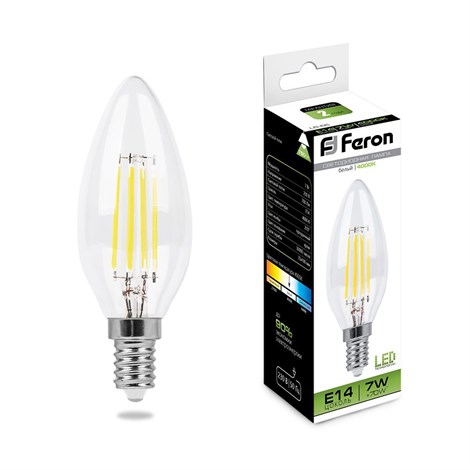 Лампа светодиодная Feron LB-66 Свеча E14 7W 230V 4000K - фото 51843