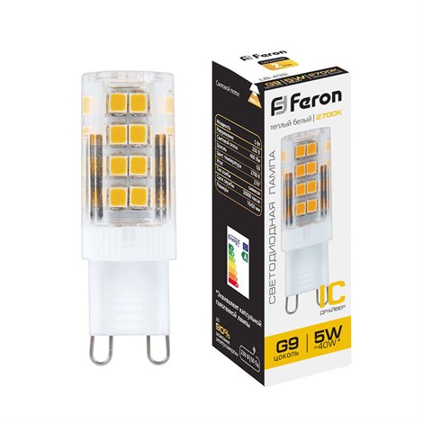 Лампа светодиодная Feron LB-432 G9 5W 175-265V 2700K - фото 51884
