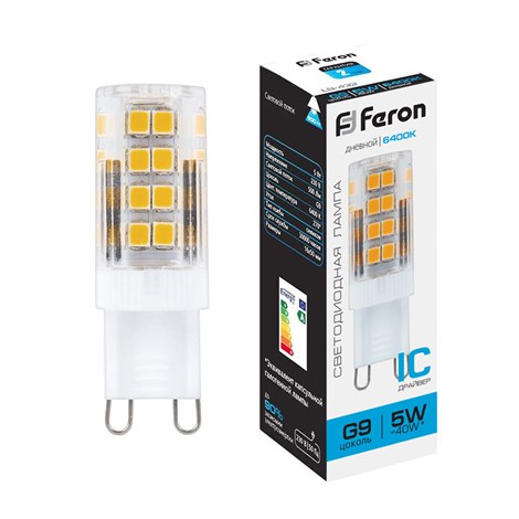 Лампа светодиодная Feron LB-432 G9 5W 175-265V 6400K - фото 51892