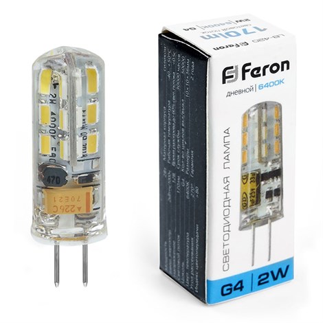 Лампа светодиодная Feron LB-420 G4 2W 12V  6400K - фото 53391
