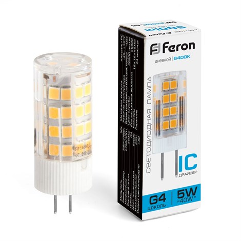 Лампа светодиодная Feron LB-432 G4 5W 175-265V 6400K - фото 53487
