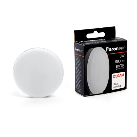 Лампа светодиодная Feron LB-1508 GX53 8W 175-265V 6400K - фото 64255