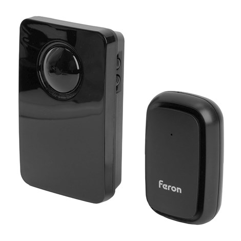 Звонок дверной беспроводной Feron E-381 Электрический 38 мелодий черный с питанием от батареек - фото 73225