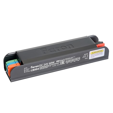 Трансформатор электронный для светодиодной ленты с плавным пуском и диммированием 60W 24V IP20, клипсы, LB004 - фото 97761