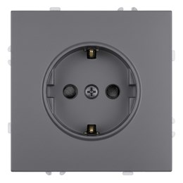 Розетка 1-местная с з/ш, с/з (механизм), СЗК, STEKKER, 250В, 16А, серия Эмили, RST16-5110-10ZK, платиново-серый, soft touch