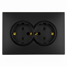 Розетка 2-местная с з/ш, с/з, СЗК, STEKKER, 250В, 16А, серия Эмили, RST16-5114-10ZK, платиново-серый, soft touch