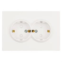 Розетка 2-местная с з/ш, с/з, СЗК, STEKKER, 250В, 16А, серия Эмили, RST16-5114-01ZK, белый фарфор, soft touch