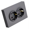 Розетка 2-местная с з/ш, с/з, СЗК, STEKKER, 250В, 16А, серия Эмили, RST16-5114-05ZK, черный уголь, soft touch - фото 103609