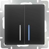 Выключатель двухклавишный проходной с подсветкой Werkel WL08-SW-2G-2W-LED черный матовый - фото 29768