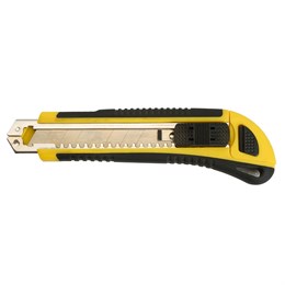 KMU-1 Нож строительно-монтажный Stekker, серии KMU с сегмент.лезвием (5 дополнительных),18 мм, желтый/черный - фото 74924