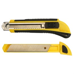 KMU-1 Нож строительно-монтажный Stekker, серии KMU с сегмент.лезвием (5 дополнительных),18 мм, желтый/черный - фото 74926